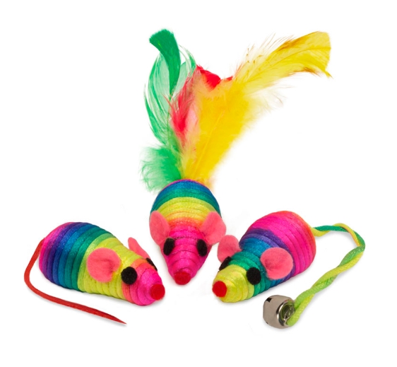 Triol Набор игрушек для кошек XW7015 3 радужные мыши