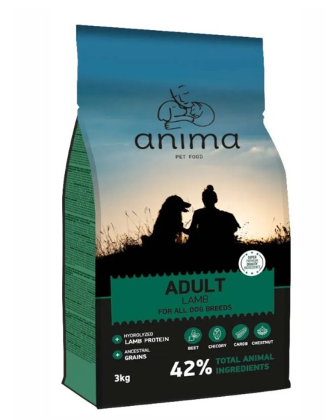 Еда для взрослых собак всех пород ANIMA (ягненок, рис)