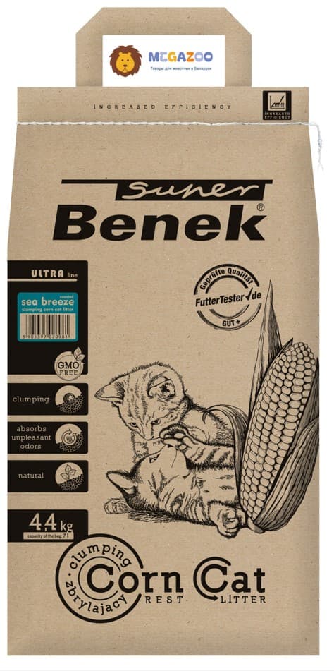 Наполнитель для кошачьего туалета Super Benek Corn Cat Ultra (Морской бриз)