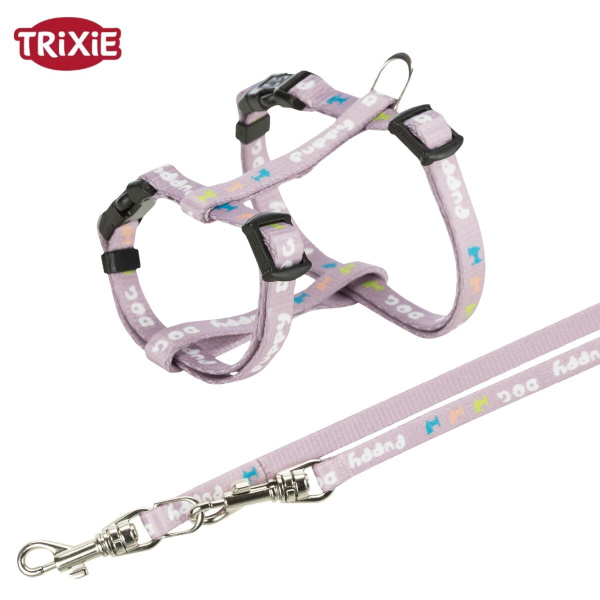 Шлея с поводком для щенков TRIXIE Junior (светло-сиреневый)