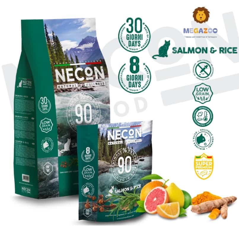 Сухой рацион для кошек Necon Natural Wellness Adult Cat (лосось, рис)