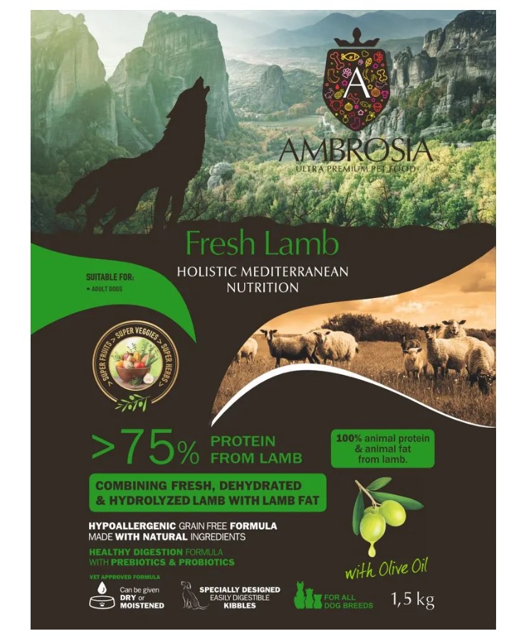 Рацион для взрослых собак AMBROSIA MEDITERRANEAN (ягненок)