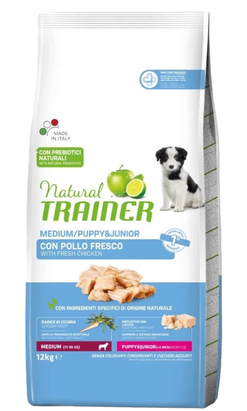 Еда для щенков средних пород Trainer Natural Puppy&Junior Medium (курица)