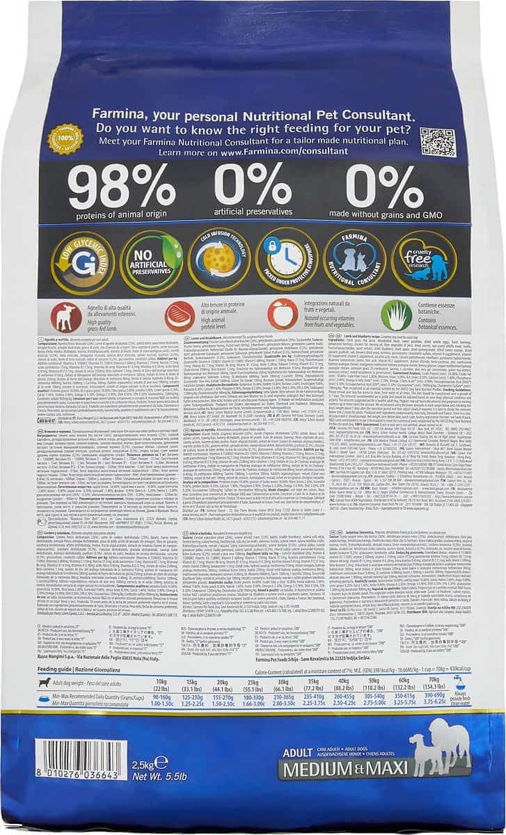 Сбалансированный корм для собак Сухой корм для собак Farmina N&D GF Prime Adult Medium & Maxi (ягнёнок, черника)