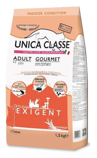 Сухой корм для кошек Unica Classe Adult Gourmet Exigent (Лосось)