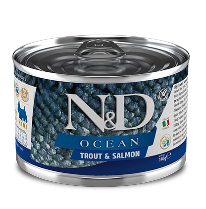 Консервы для собак Farmina N&D Dog OCEAN Troud & Salmon Mini (форель, лосось)