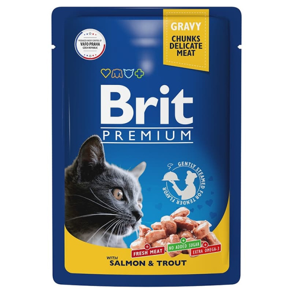 Влажный рацион для кошек Brit Premium лосось и форель