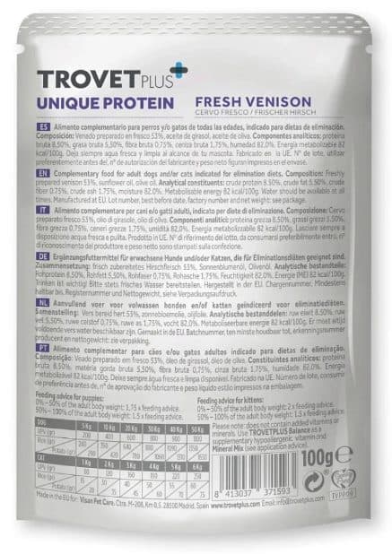 Влажный корм для кошек и собак Trovet Plus Пауч Unique Protein (оленина)