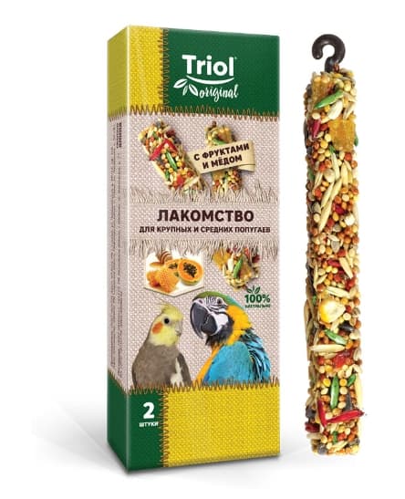 Лакомство для попугаев фрукты и мёд Triol Original