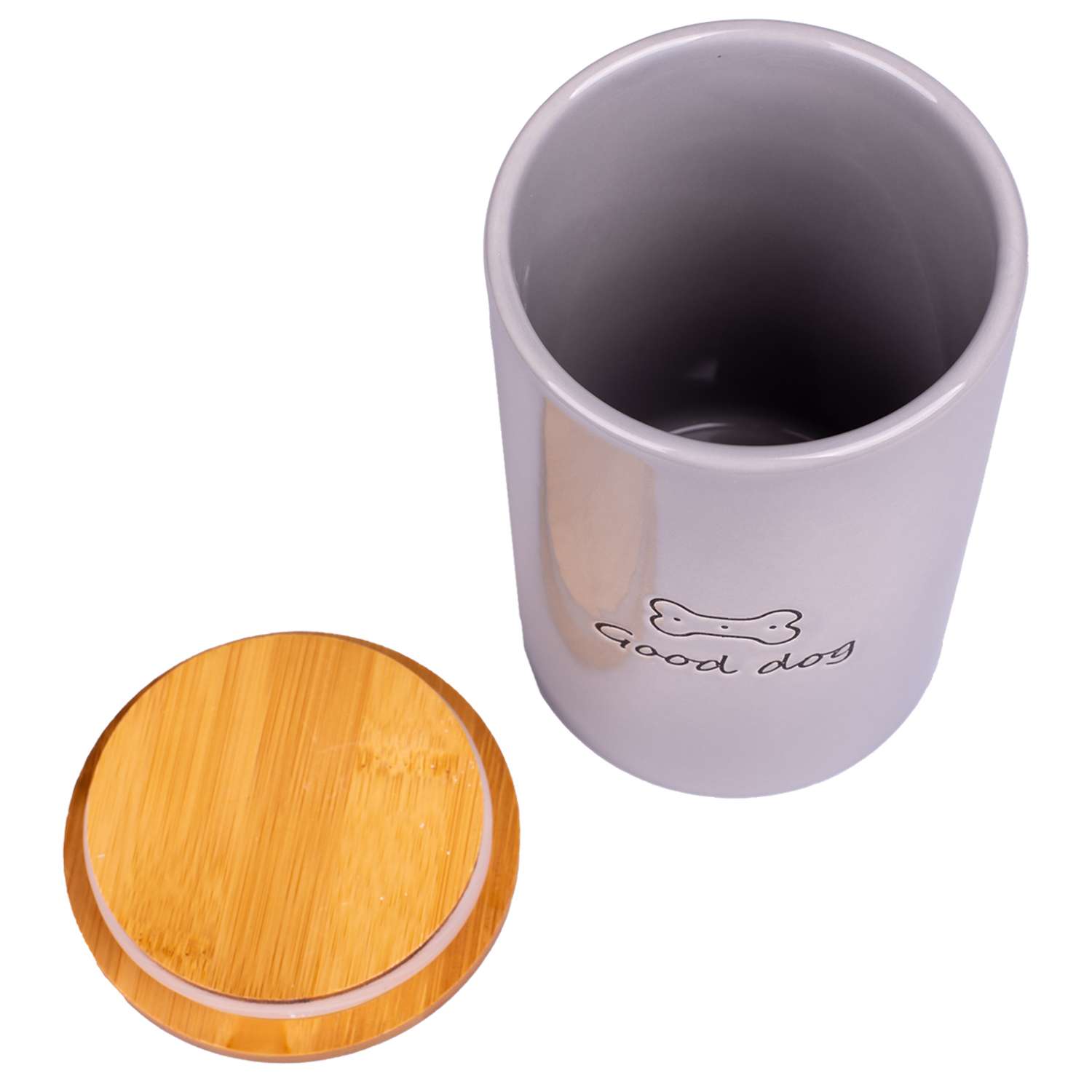 Mr.Kranch Бокс керамический для хранения корма собак GOOD DOG 850 мл, серый