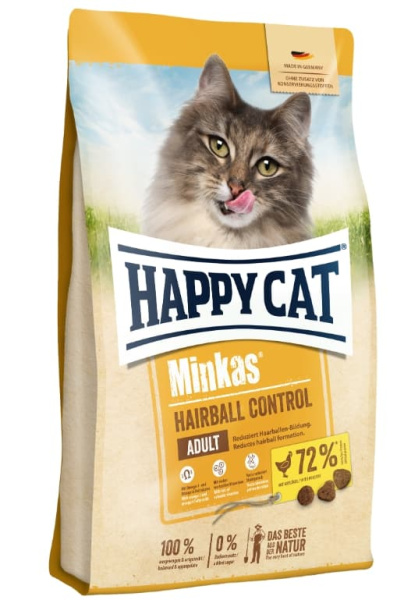 Сухой корм для кошек Happy Cat Minkas Hairball Control (птица) сухой корм с высоким содержанием сырой клетчатки