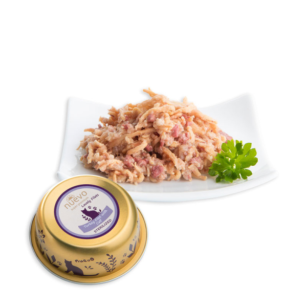 Влажный рацион для стерилизованных кошек NUEVO Cat (филе индейки, телятина) 85 гр