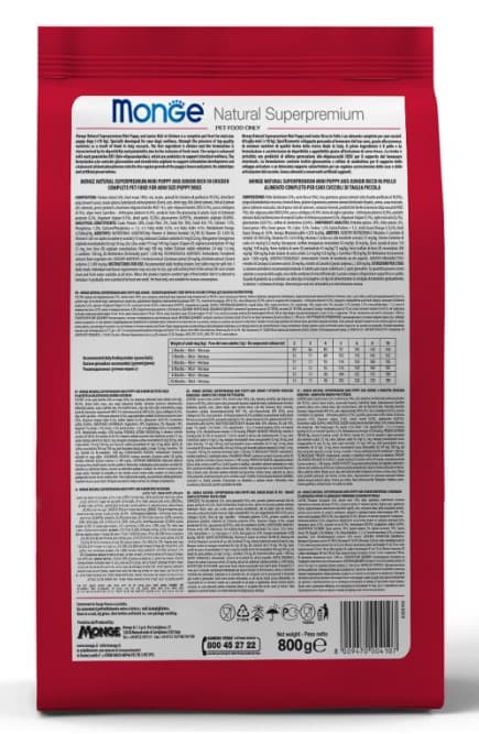 Каталог Сухой корм для щенков Monge Mini Puppy & Junior (курица, рис) для собак