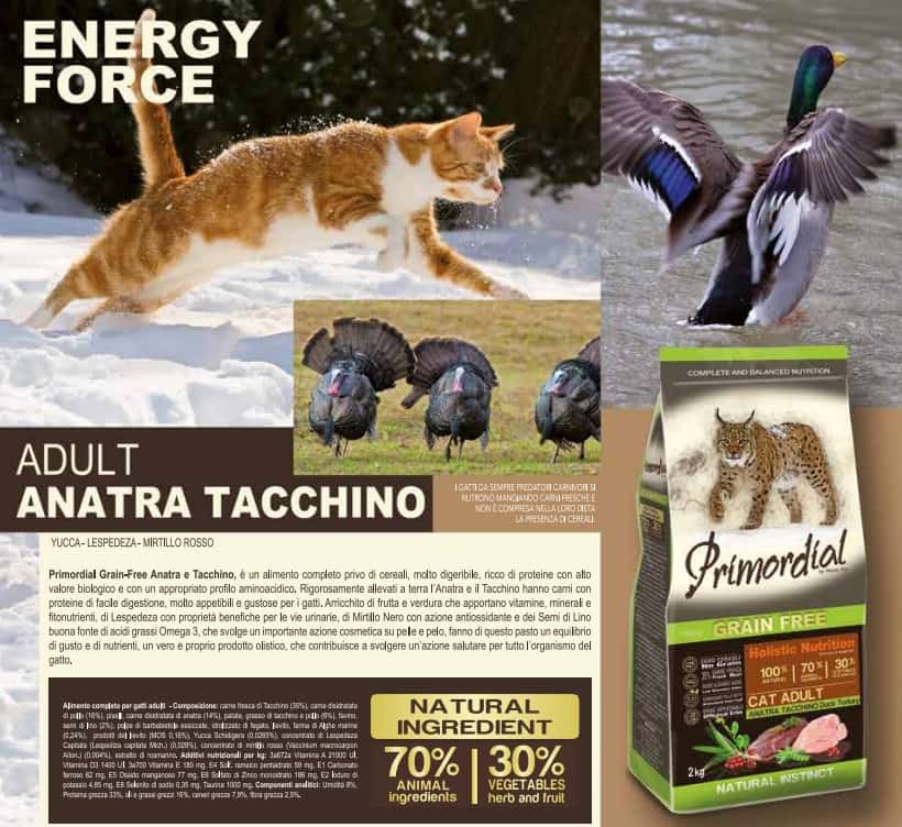 Сухой корм для кошек Primordial Cat Adult (утка и индейка)