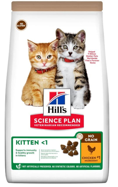 Пища беззлаковая для котят Сухой корм для котят Hill's Science Plan No Grain Кitten (курица)