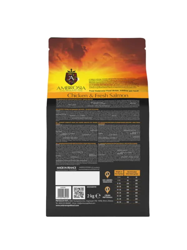 Рацион для собак всех пород Сухой корм для собак Ambrosia Grain Free Dog Adult All Breed (курица, лосось)