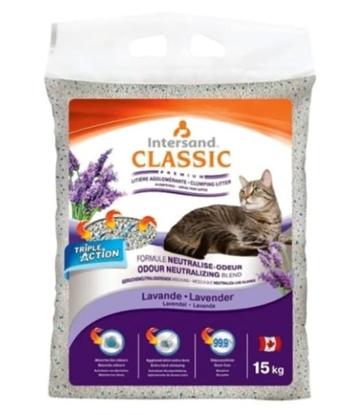 Бентонитовый наполнитель Intersand Classic Lavanda 15 кг