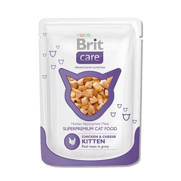 Консервированный корм для котят Brit Care Cat Chicken & Cheese KITTEN Pouch