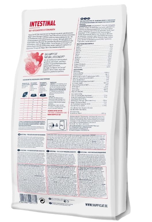 Сухой корм для кошек Happy Cat VET Intestinal Adult корм ветеринарная диета для кота при слабом пищеварении 