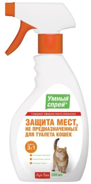 Apicenna Умный спрей Защита мест не предназначенных для туалета кошек