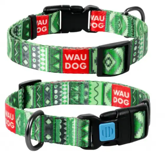 Ошейник с рисунком "Этно зеленый" Nylon WAUDOG