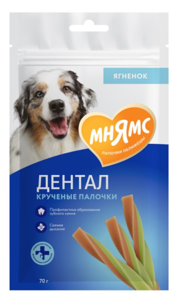 Лакомство Мнямс DENTAL для собак "Крученые палочки" с ягненком и мятой