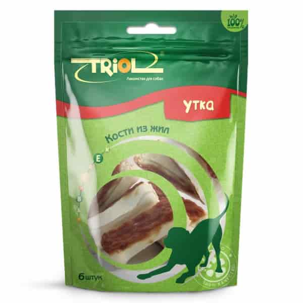 Кости из жил для собак с уткой TRIOL PT20 5 см*6 шт (10171021)