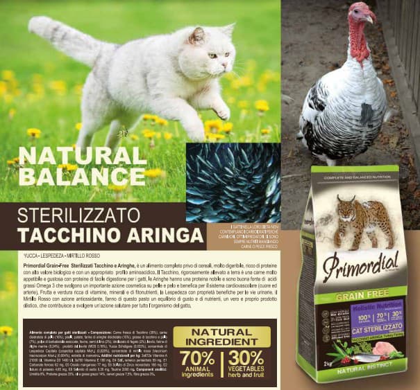 Сухой корм для кошек Primordial Cat Adult Neutered (индейка и сельдь)