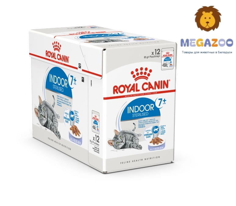 Влажное питание для кошек  Royal Canin INDOOR STERILISED +7 в желе