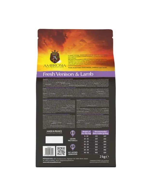 Рацион для собак всех пород Сухой корм для собак Ambrosia Grain Free Dog Adult All Breed (оленина, ягненок)