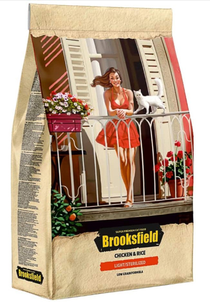 Сухой корм для кошек Brooksfield Low Grain Adult Cat Light/Sterilized (курица, рис)