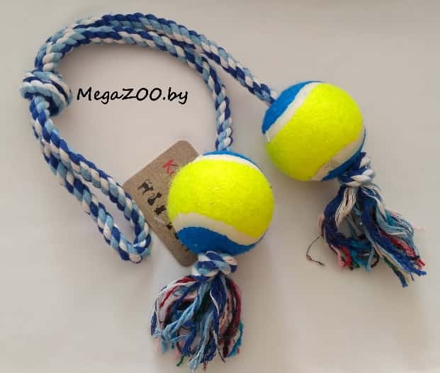 Игрушка для собак "2 мяча на веревке" хлопок