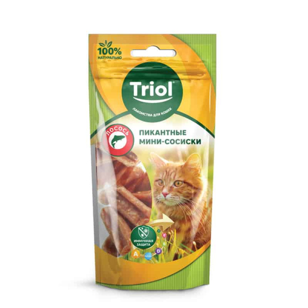 Пикантные мини-сосиски для кошек из лосося TRIOL PT33 50 гр (20171006)
