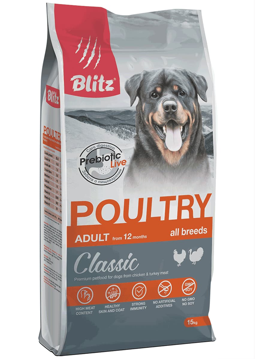 Каталог Сухой корм для собак Blitz Classic Poultry Adult Dog All Breeds для собак