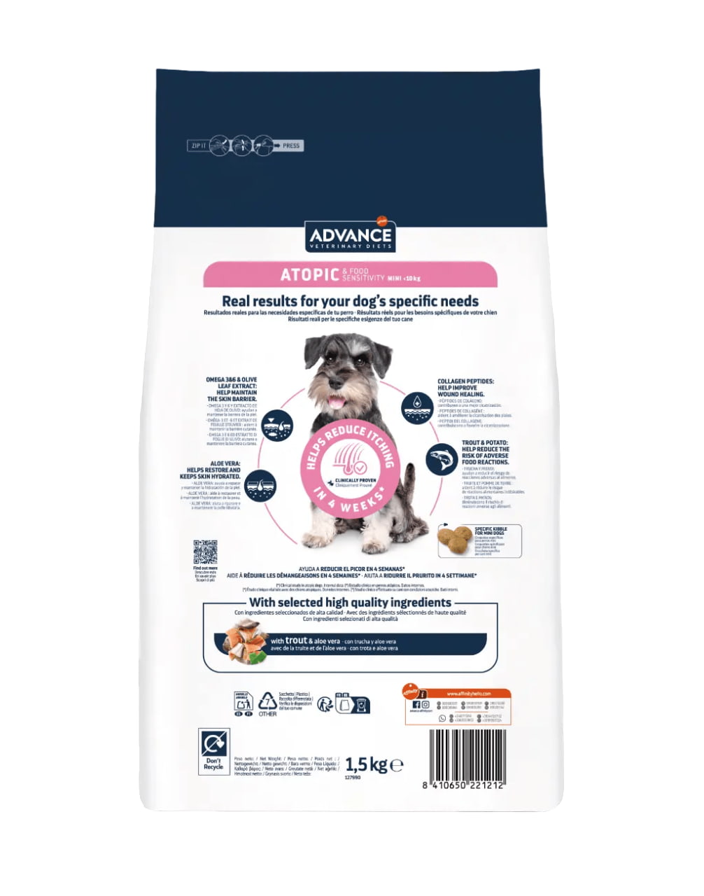 Ветеринарный корм  для собак Сухой корм для собак Advance Dog Mini Veterinary Diets Atopic (форель)