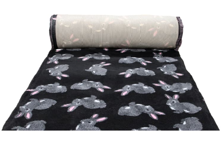 Коврик меховой для собак ProFleece Кролики 1х1.6 м, черный/серый/розовый