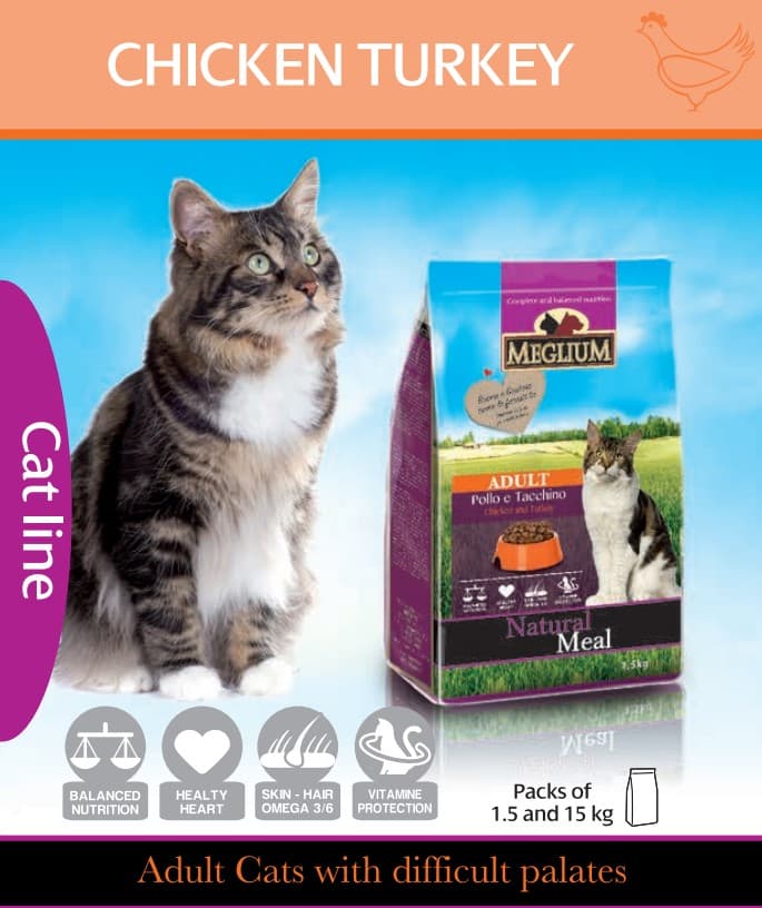 Еда для кошек Сухой корм для кошек Meglium Adult Cat (курица, индейка)