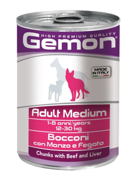 Консервы для собак Gemon Dog Medium Adult (говядина, печень)