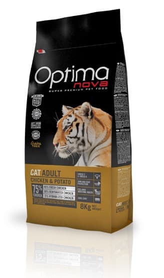Сухой корм для кошек Optimanova Cat Adult Chicken Potato полнорационный корм для взрослых кошек 