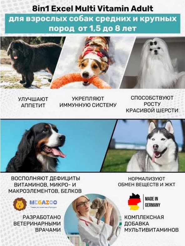 Витамины для собак 8in1 Excel Multi Vitamin Adult