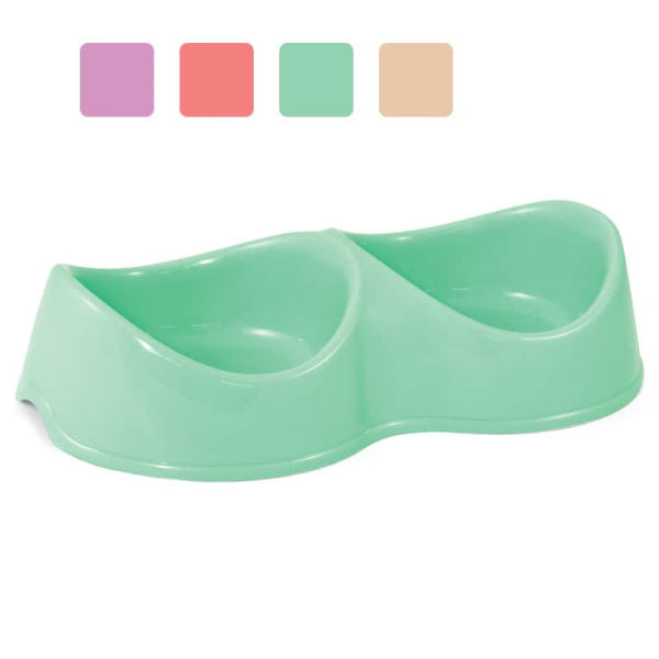 Миска пластиковая двойная для собак Бисквит