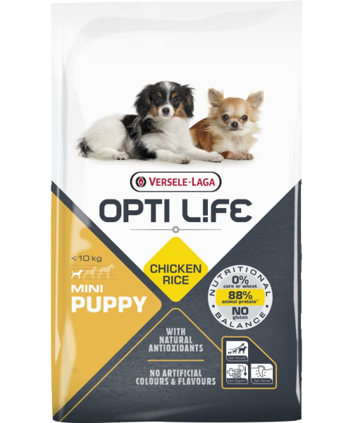 Каталог Сухой корм для щенков Opti Life Puppy Mini (курица, рис) для собак