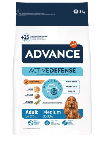 Пища для собак средних пород Сухой корм для собак средних пород Advance Dog Adult Medium (курица)
