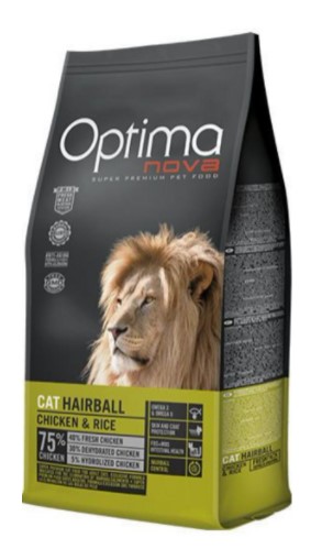 Сухой корм для кошек Optimanova Cat Hairball Chicken Rice сбалансированный корм способствует пищеварению вашей кошки