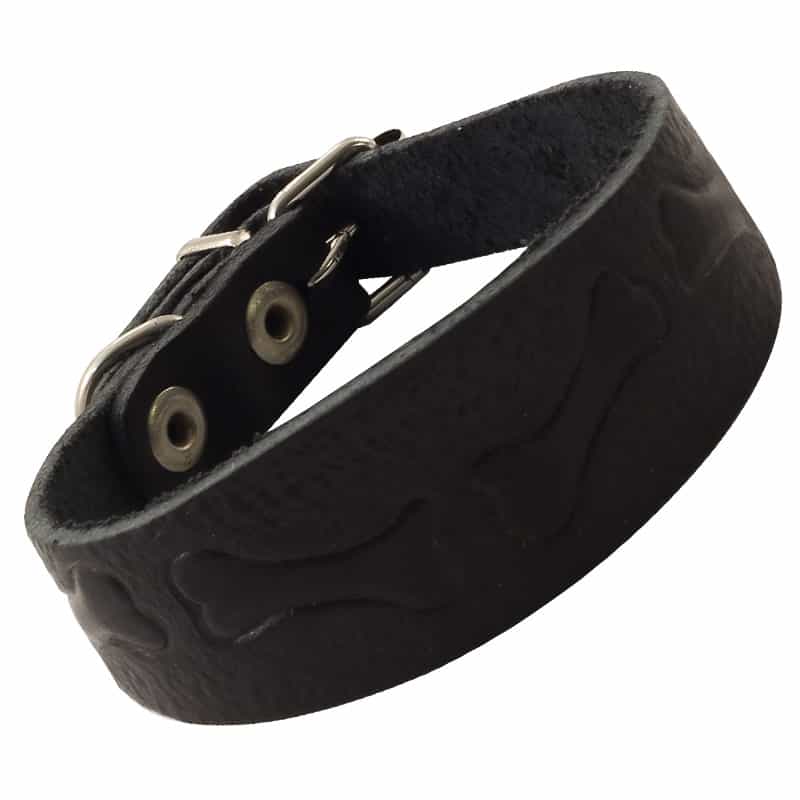 Ошейник-мини кожаный одинарный "Узор" c тиснением 33 мм*300 мм (11232085)