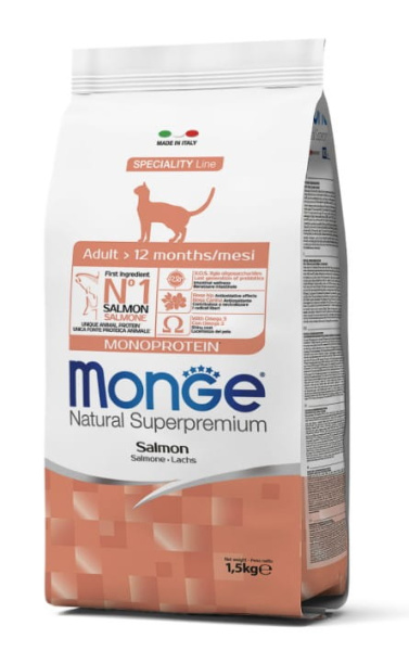Сухой корм для кошек Monge Cat Monoprotein Adult (лосось)