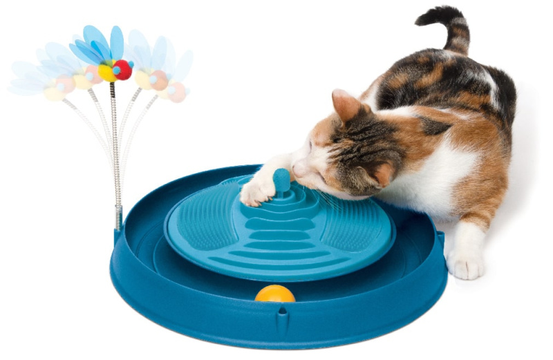 Круглый массажный центр с мячиком и игрушкой-пчелкой голубой Catit (H430019)