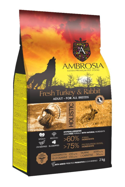 Рацион для собак Сухой корм для собак Ambrosia Grain Free Dog Adult All Breed (индейка, кролик)