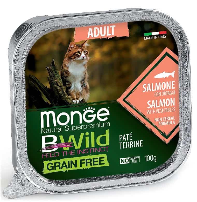 Влажная еда для кошек Monge Cat BWild Grain Free Codfish (лосось, овощи)