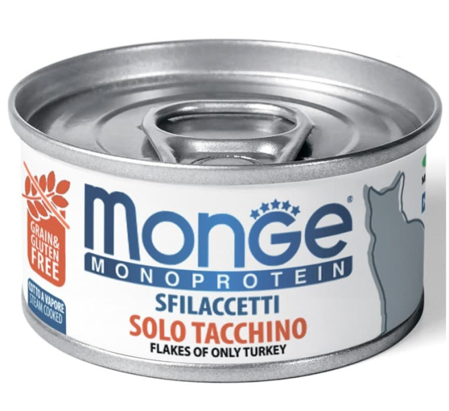 Еда для кошек и котов Monge Cat Monoprotein (мясные хлопья из индейки)